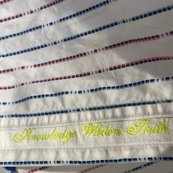 ROBERT GRAHAM Shirt Dotted Rainbow Vertical Lines Blue Flip Cuff Collar 2XL - Picture 6 of 7